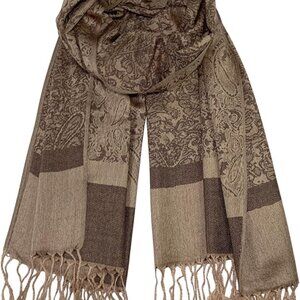 Two Tone Silky Paisley Pashmina Shawl Wraps for Women Jacquard Pashminas Wrap Ra
